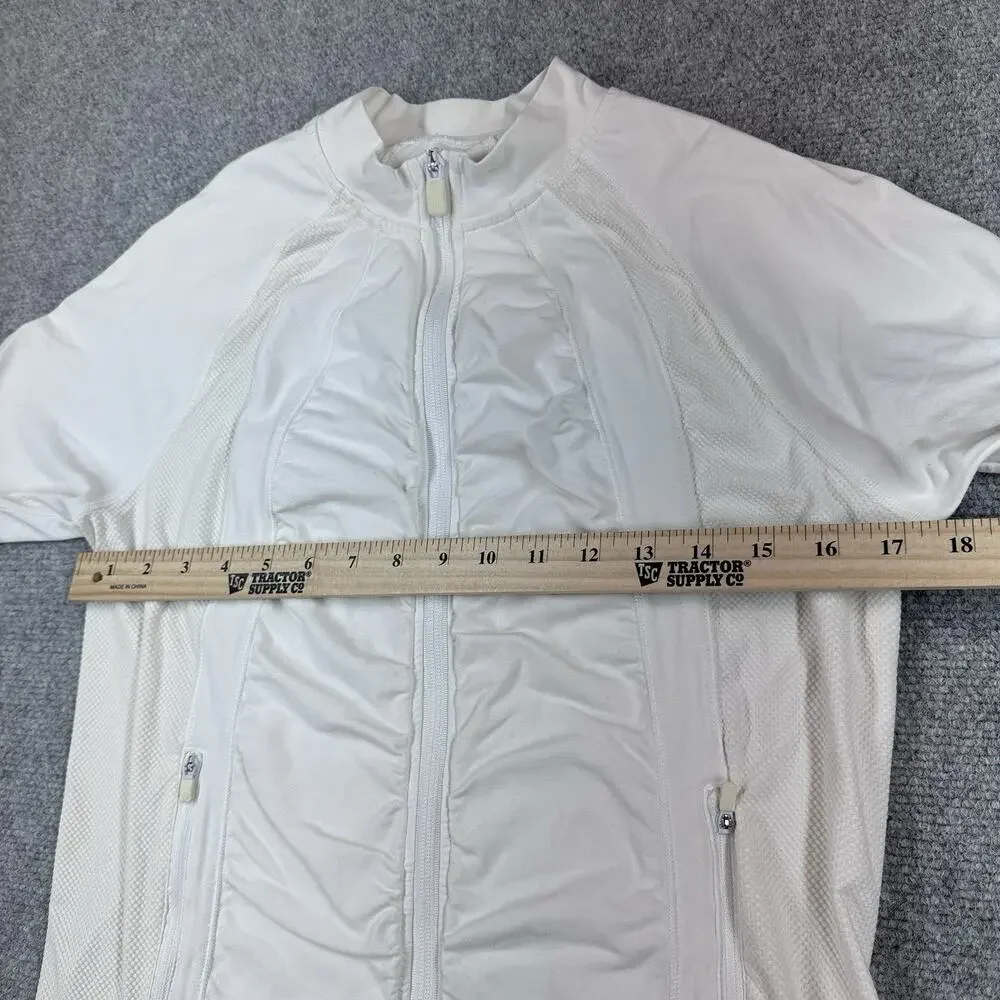G/FORE Women's Full Zip Jacket SZ M Performance Golf Athleisure White Ruched - Picture 3 of 9
